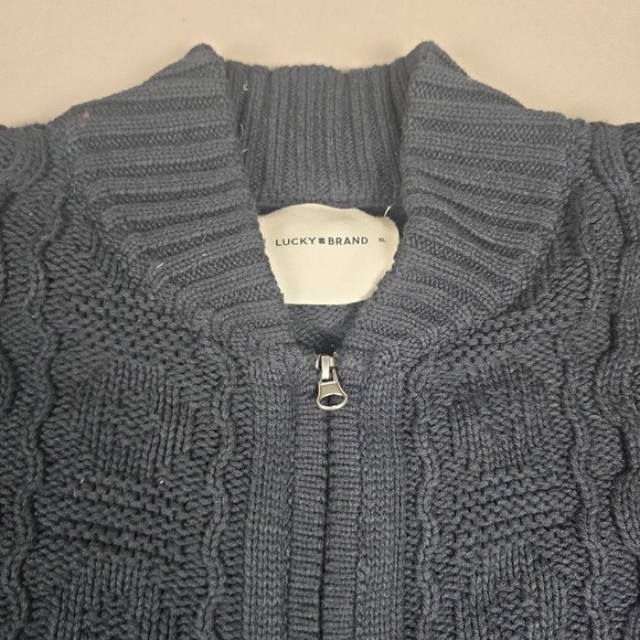 Lucky Brand Other - Lucky Brand Full Zip Cotton Sweater Men XL Cable Knit Black -New With Tag